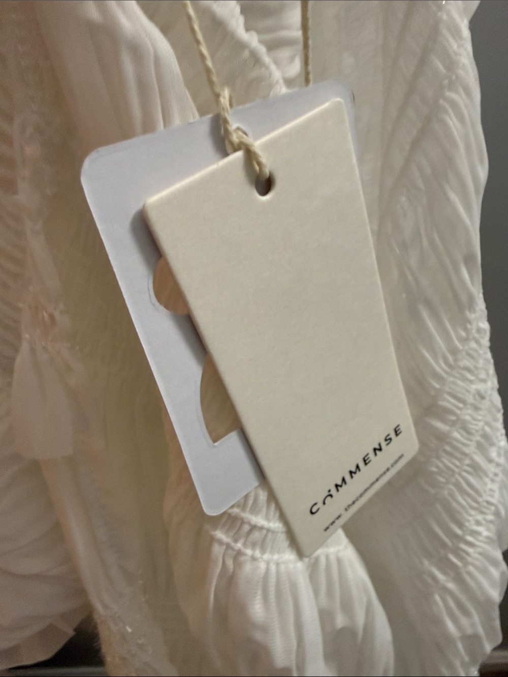 Commense White Smocked Ruffle-Tier Maxi Dress with Spaghetti Straps - Picture 3 of 8